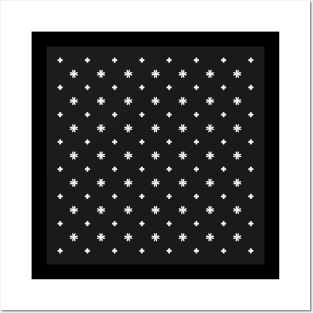 White Flower Pattern (Black) Posters and Art